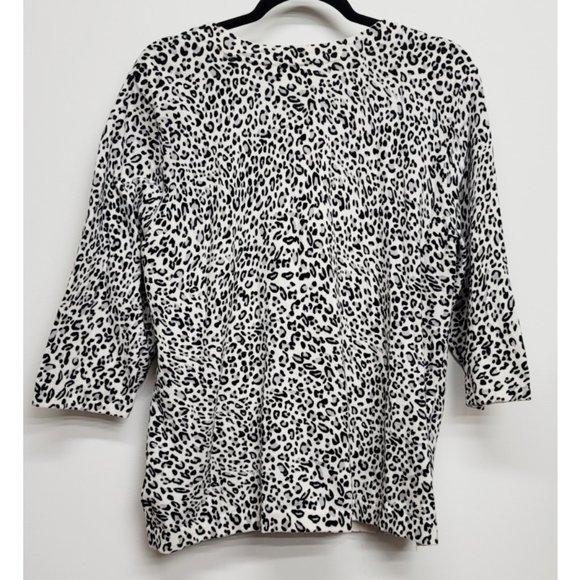 Designers Originals Black White Grey Animal Print 3/4 Sleeve Cardigan 1X - Picture 4 of 6